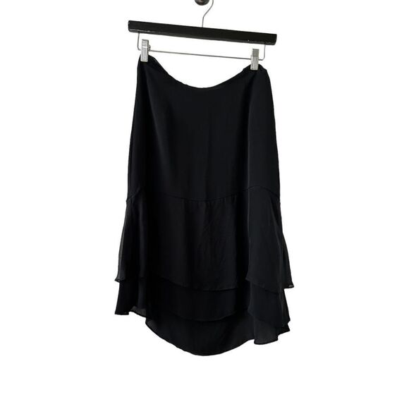 Diane Von Furstenberg‎ Catherine Silk Ruffle Skirt Black Women’s Size 4 - Picture 1 of 9